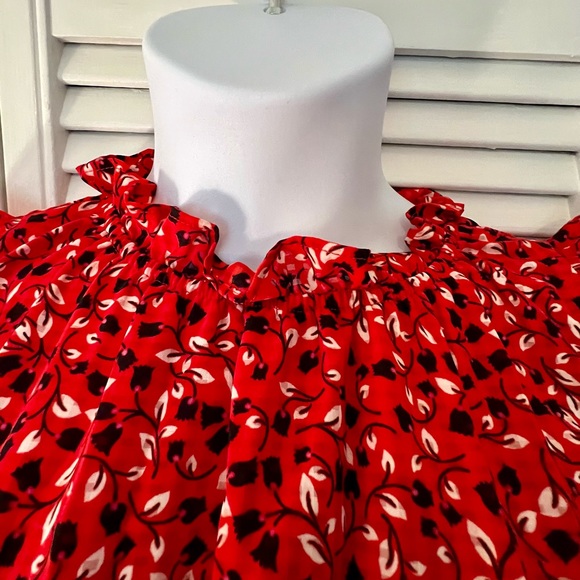 Who What Wear red/blk/wht high low ruffle sleeveless dress. NWT, never worn. - Picture 2 of 9